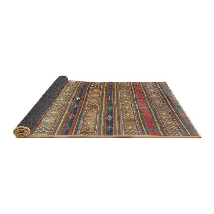Thickness of Contemporary Dark Almond Brown Southwestern Rug, con867