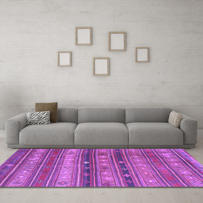Machine Washable Southwestern Purple Country Area Rugs in a Living Room, wshcon867pur