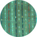 Round Southwestern Turquoise Country Rug, con867turq