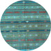 Round Southwestern Light Blue Country Rug, con867lblu