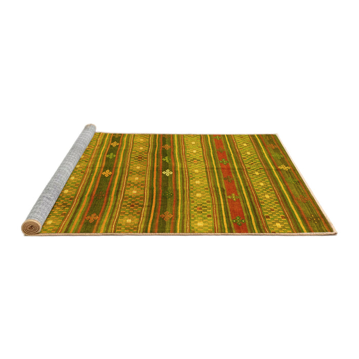 Sideview of Machine Washable Southwestern Yellow Country Rug, wshcon867yw