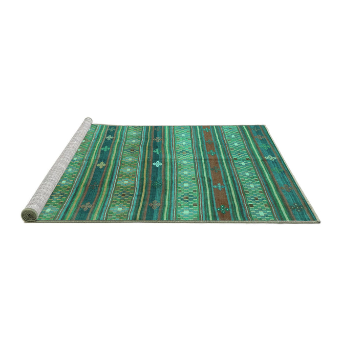 Sideview of Machine Washable Southwestern Turquoise Country Area Rugs, wshcon867turq