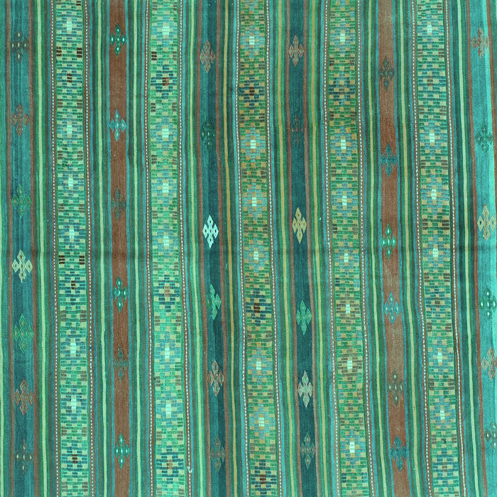 Square Machine Washable Southwestern Turquoise Country Area Rugs, wshcon867turq