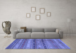 Machine Washable Southwestern Blue Country Rug in a Living Room, wshcon867blu