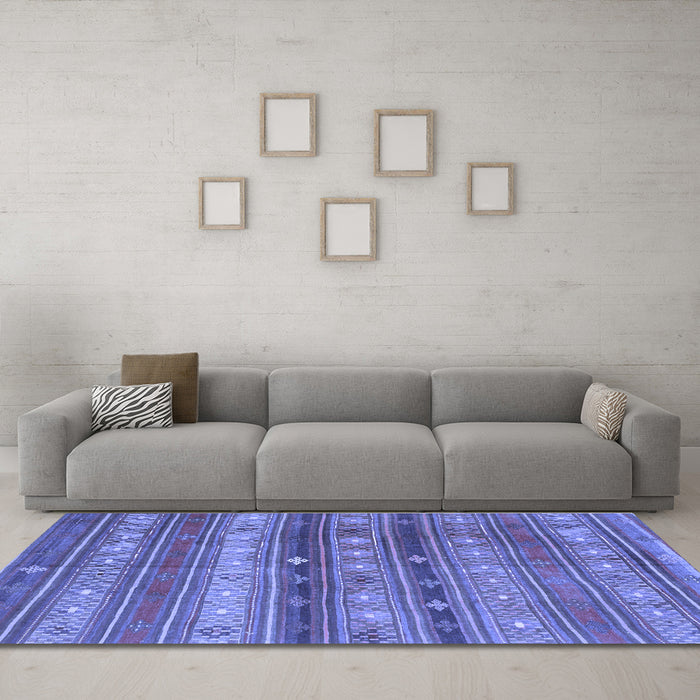Machine Washable Southwestern Blue Country Rug in a Living Room, wshcon867blu