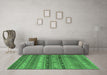 Machine Washable Southwestern Emerald Green Country Area Rugs in a Living Room,, wshcon867emgrn