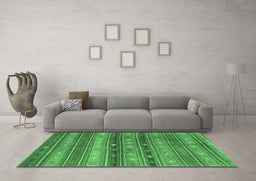 Machine Washable Southwestern Emerald Green Country Area Rugs in a Living Room,, wshcon867emgrn