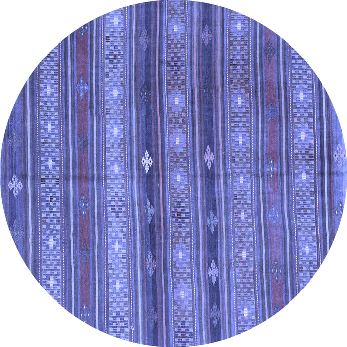Round Machine Washable Southwestern Blue Country Rug, wshcon867blu