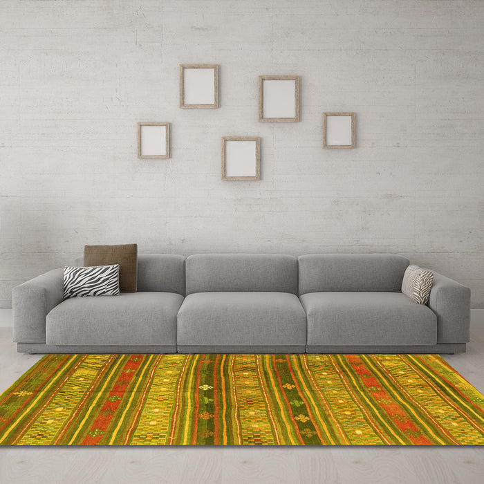Machine Washable Southwestern Yellow Country Rug in a Living Room, wshcon867yw