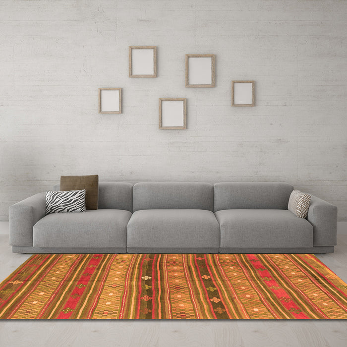 Machine Washable Southwestern Orange Country Area Rugs in a Living Room, wshcon867org