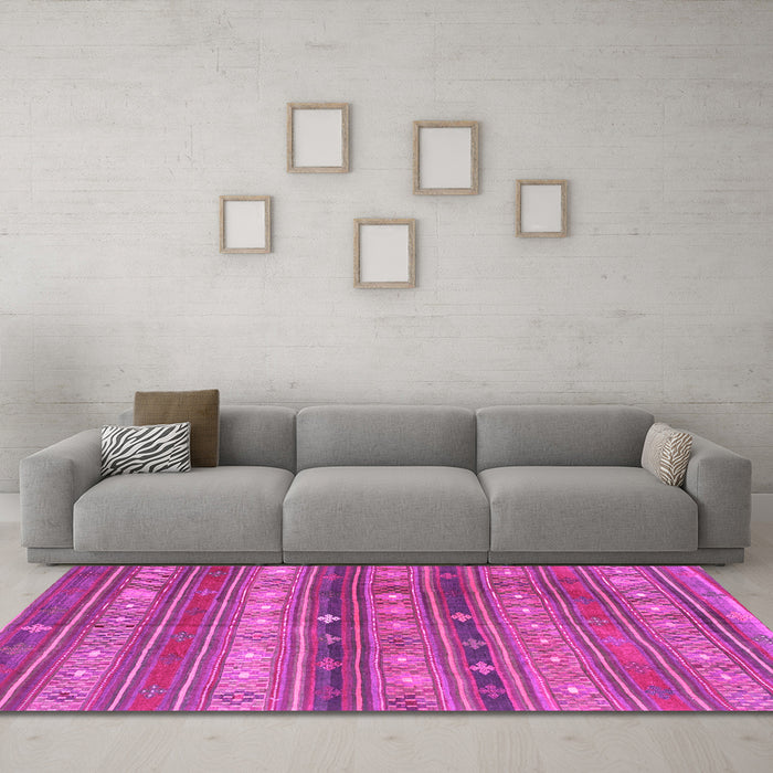 Machine Washable Southwestern Pink Country Rug in a Living Room, wshcon867pnk