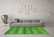 Machine Washable Southwestern Green Country Area Rugs in a Living Room,, wshcon867grn