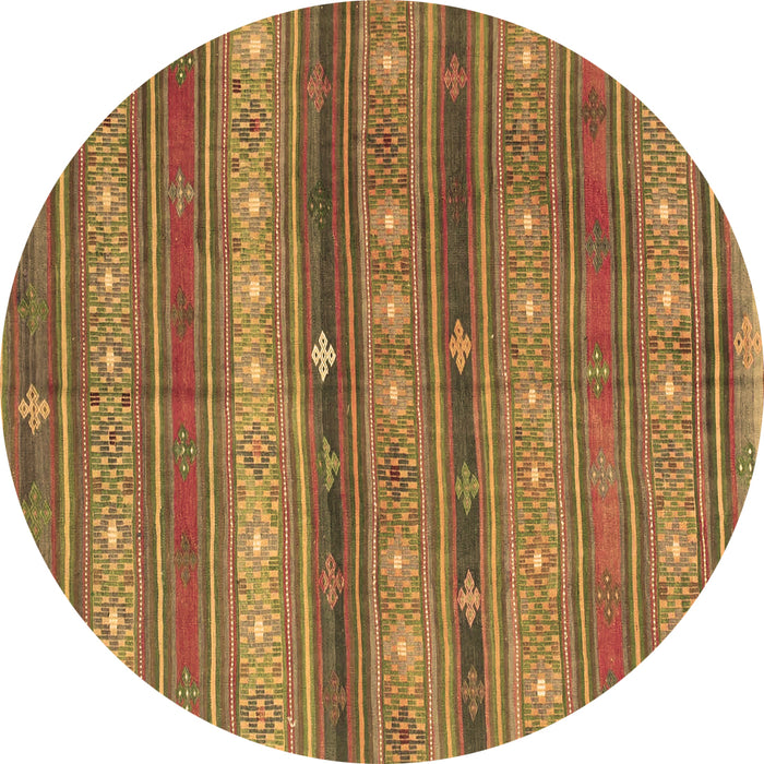 Round Southwestern Brown Country Rug, con867brn
