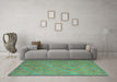 Machine Washable Abstract Turquoise Contemporary Area Rugs in a Living Room,, wshcon868turq