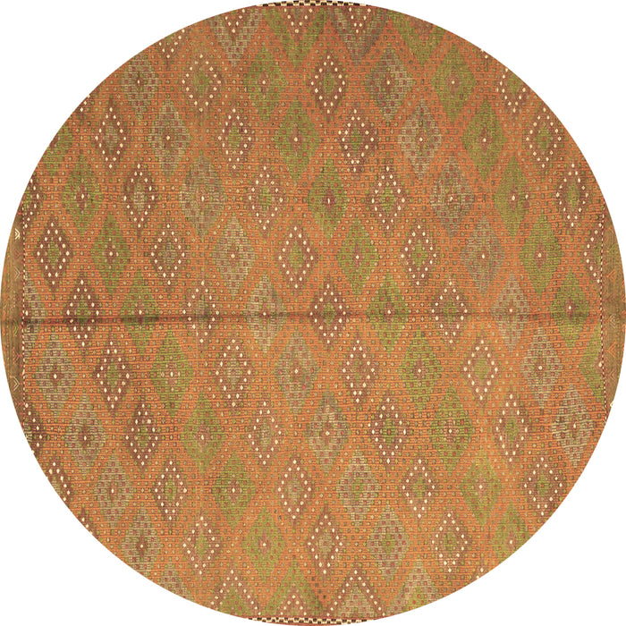 Round Abstract Brown Contemporary Rug, con868brn
