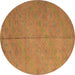 Round Abstract Brown Contemporary Rug, con868brn