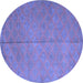 Round Machine Washable Abstract Blue Contemporary Rug, wshcon868blu