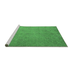 Sideview of Machine Washable Abstract Emerald Green Contemporary Area Rugs, wshcon868emgrn