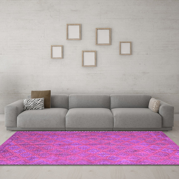 Machine Washable Abstract Purple Contemporary Area Rugs in a Living Room, wshcon868pur