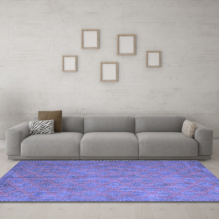 Machine Washable Abstract Blue Contemporary Rug in a Living Room, wshcon868blu