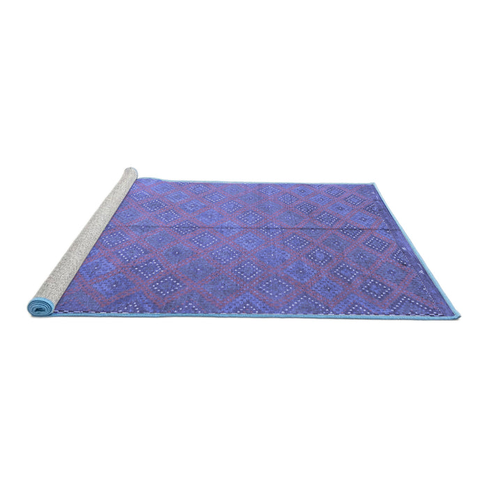 Sideview of Machine Washable Abstract Blue Contemporary Rug, wshcon868blu