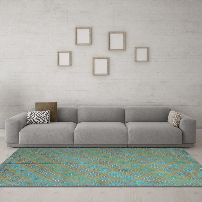 Machine Washable Abstract Light Blue Contemporary Rug in a Living Room, wshcon868lblu