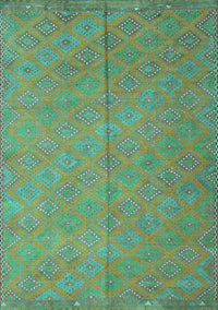 Abstract Turquoise Contemporary Rug, con868turq