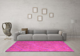 Machine Washable Abstract Pink Contemporary Rug in a Living Room, wshcon868pnk