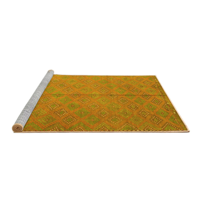 Sideview of Machine Washable Abstract Yellow Contemporary Rug, wshcon868yw