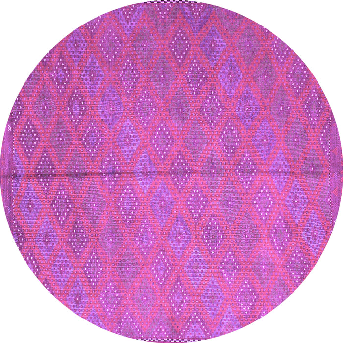 Round Machine Washable Abstract Purple Contemporary Area Rugs, wshcon868pur