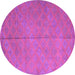 Round Machine Washable Abstract Purple Contemporary Area Rugs, wshcon868pur