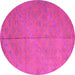 Round Abstract Pink Contemporary Rug, con868pnk