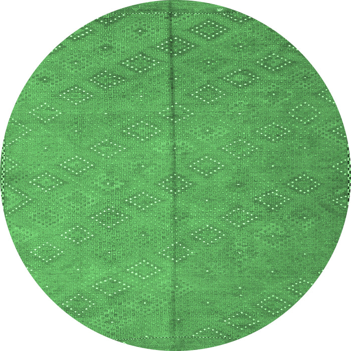 Round Abstract Emerald Green Contemporary Rug, con868emgrn