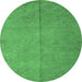 Round Abstract Emerald Green Contemporary Rug, con868emgrn