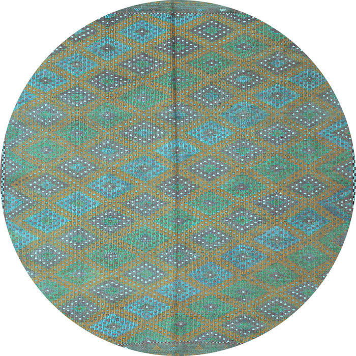 Round Abstract Light Blue Contemporary Rug, con868lblu