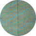 Round Abstract Light Blue Contemporary Rug, con868lblu