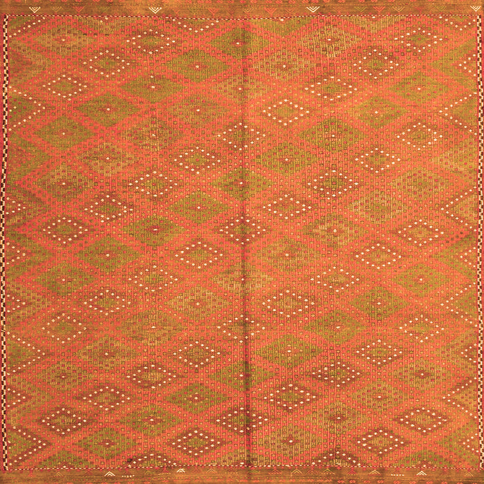 Round Machine Washable Abstract Orange Contemporary Area Rugs, wshcon868org