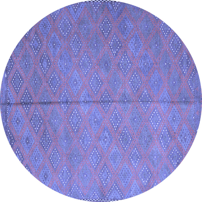 Round Abstract Blue Contemporary Rug, con868blu