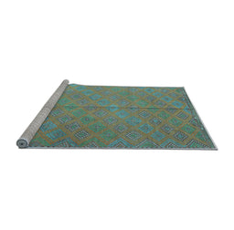 Sideview of Machine Washable Abstract Light Blue Contemporary Rug, wshcon868lblu