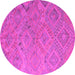 Round Southwestern Pink Country Rug, con869pnk