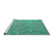 Sideview of Machine Washable Southwestern Turquoise Country Area Rugs, wshcon869turq