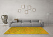 Machine Washable Southwestern Yellow Country Rug in a Living Room, wshcon869yw