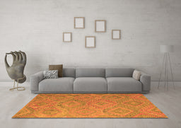 Machine Washable Southwestern Orange Country Area Rugs in a Living Room, wshcon869org