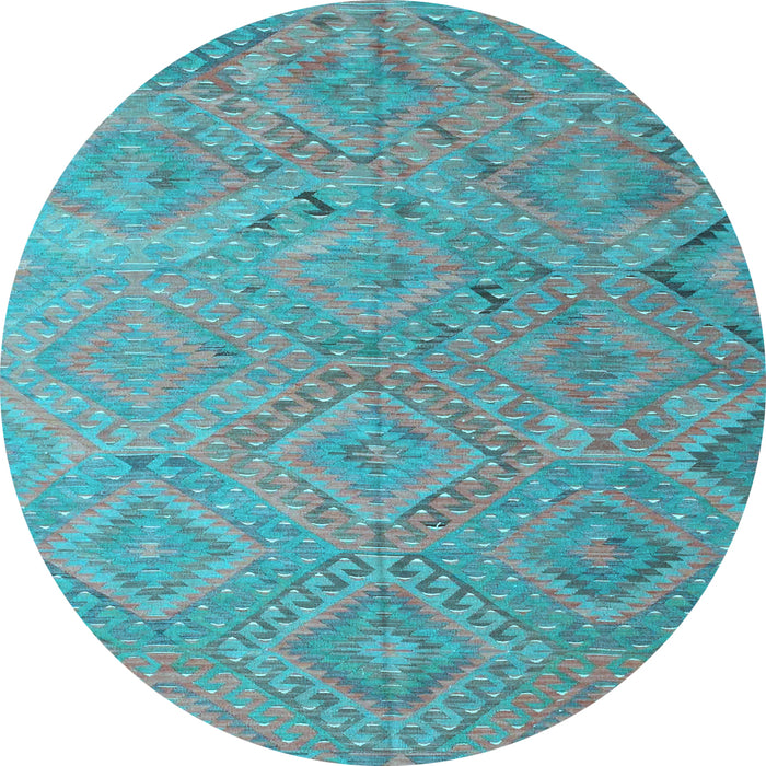 Round Southwestern Light Blue Country Rug, con869lblu