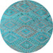 Round Southwestern Light Blue Country Rug, con869lblu