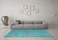 Machine Washable Southwestern Light Blue Country Rug, wshcon869lblu