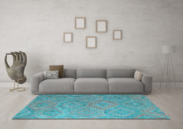 Machine Washable Southwestern Light Blue Country Rug in a Living Room, wshcon869lblu