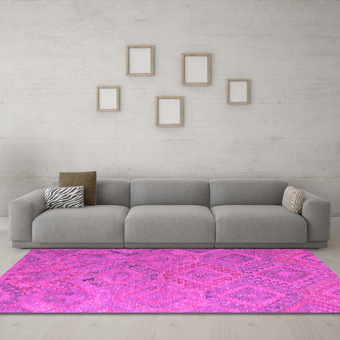 Machine Washable Southwestern Pink Country Rug in a Living Room, wshcon869pnk