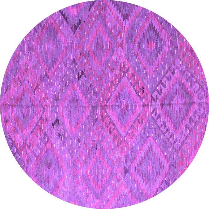 Round Machine Washable Southwestern Purple Country Area Rugs, wshcon869pur