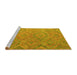 Sideview of Machine Washable Southwestern Yellow Country Rug, wshcon869yw